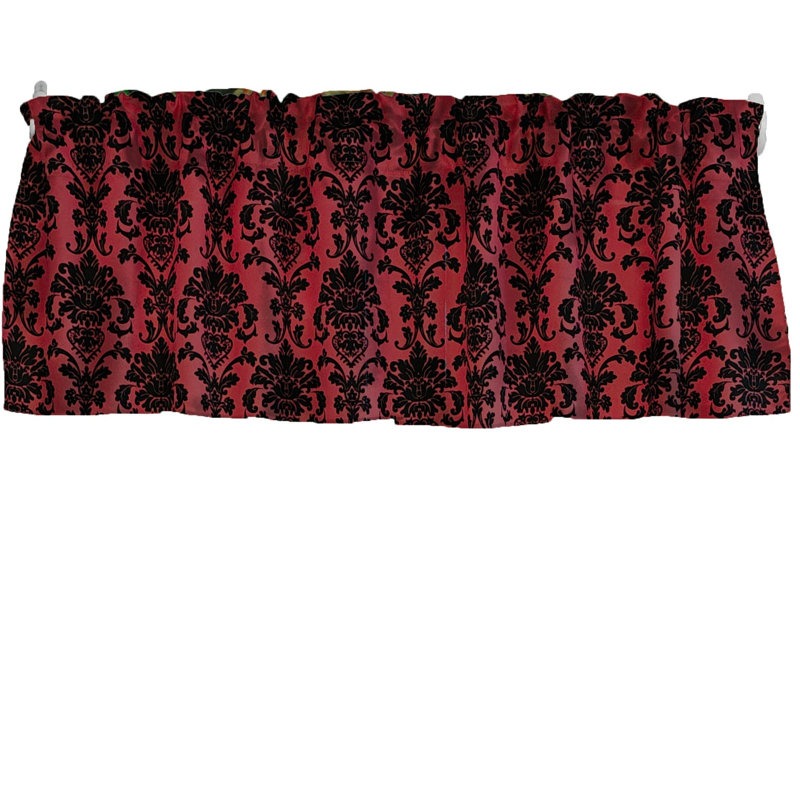 Cantonnière florale en damas 58 po, L 58 po x L 14 po, Rouge canneberge
