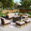 All Weather Wicker/Rattan 7 - Person Seating Group with Cushions-363145094-383863400