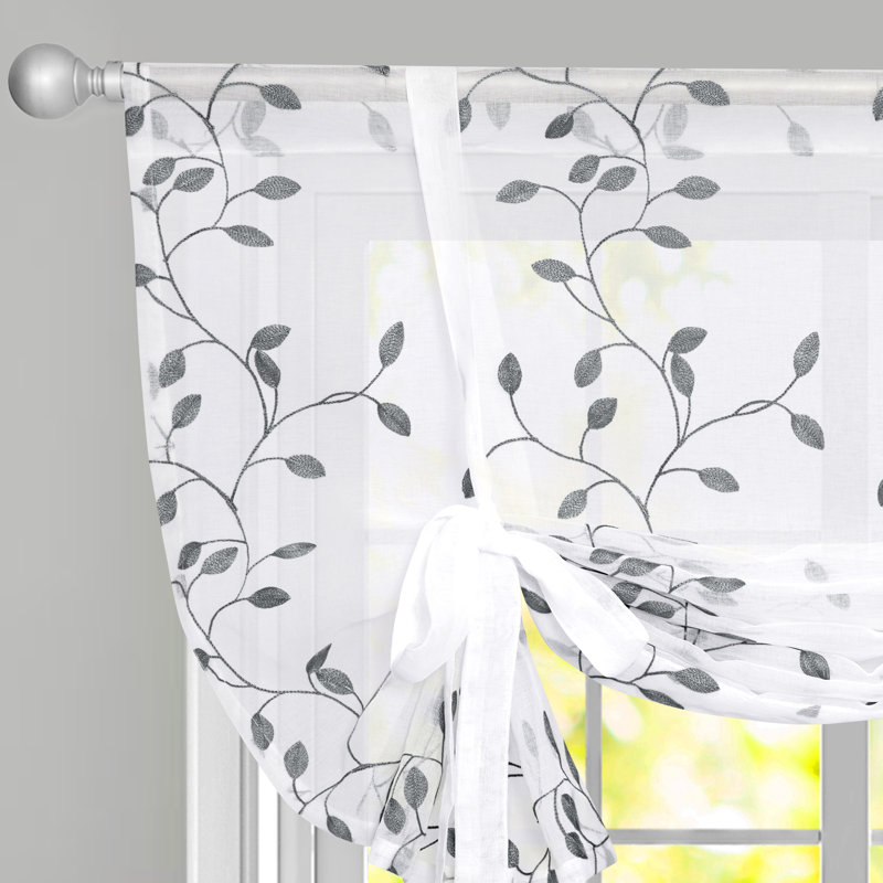 Rod Pocket Sheer Window Valance, Gray