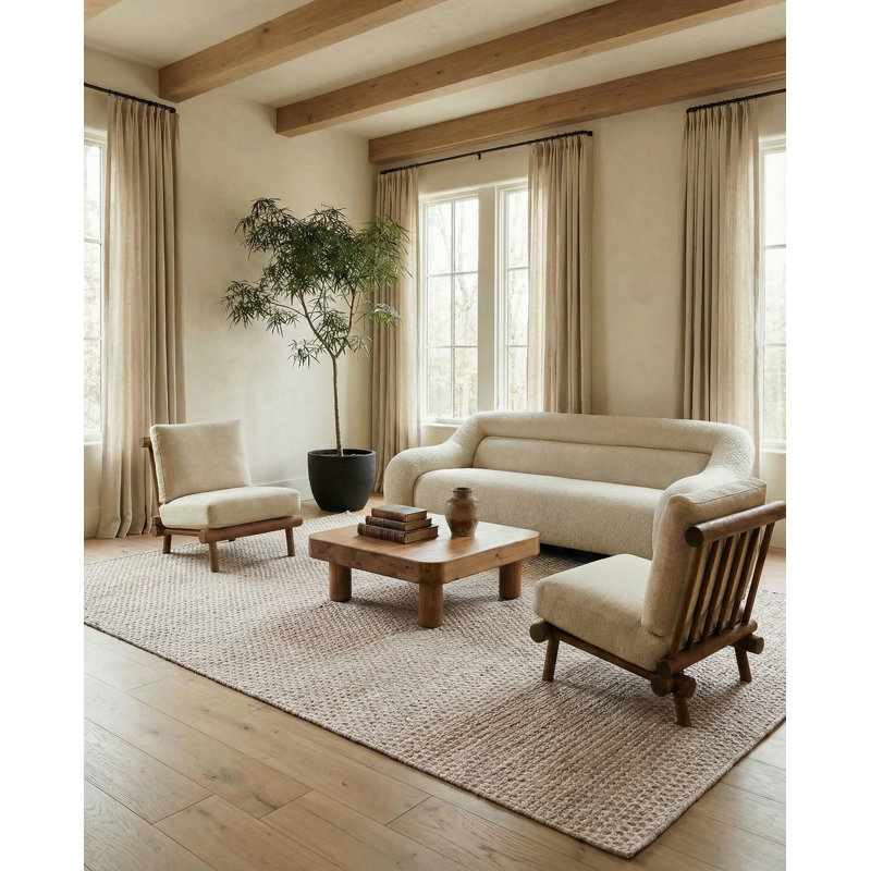 Eladio Wool Geometric Area Rug in Beige, Rectangle 2' x 3'