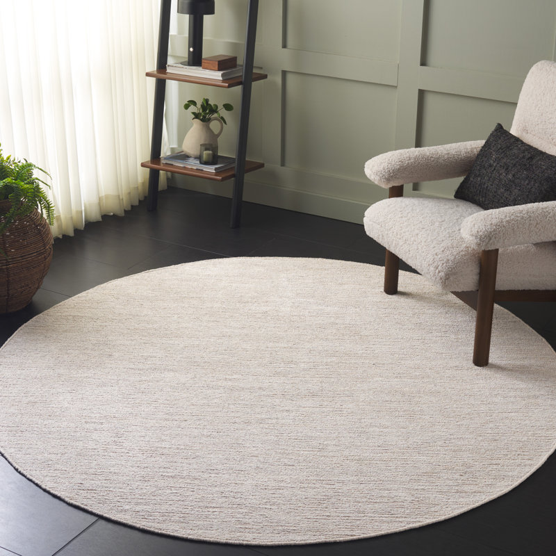 Tapis beige en coton recyclé et viscose Joeziah, Rond 6 pi