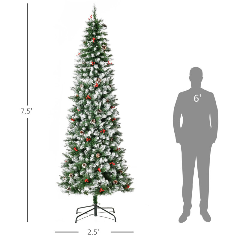 Arbre de Noël artificiel pré-éclairé enneigé, 7.5'