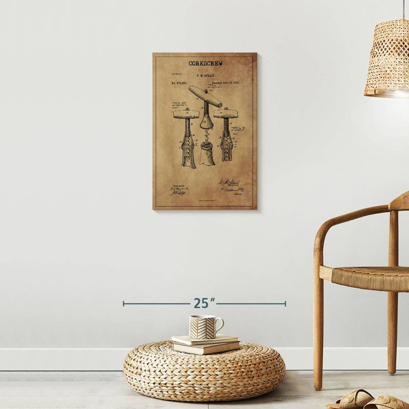 " Corkscrew Patent " by Patent Hunter, 24" H x 16" W x 1.25" D