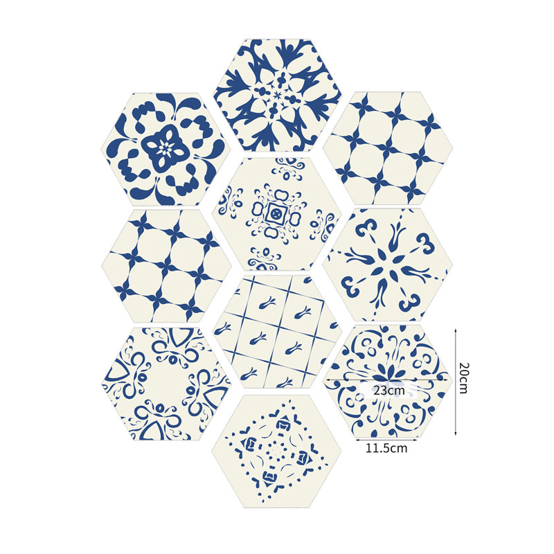 Décalcomanie de plancher hexagonale motif floral