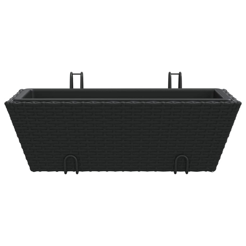 Planter PE Rattan Medium Hooks Planter Trapezoidal, 7.1" H x 21.3" W x 8.7" D, Black