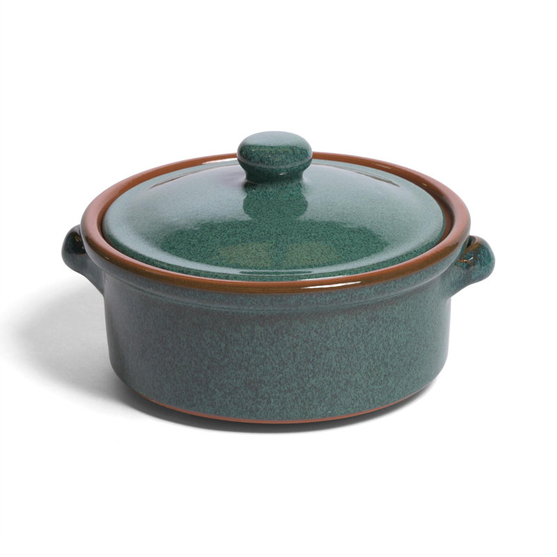 World Menagerie Abadie Terracotta Round Casserole, 11cm H x 20cm W x 18cm D, Peacock