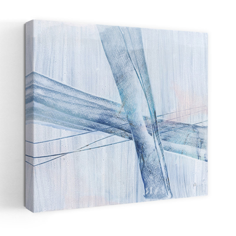 Art contemporain bleu rayé avec art abstrait bleu, H 18 po x l 18 po