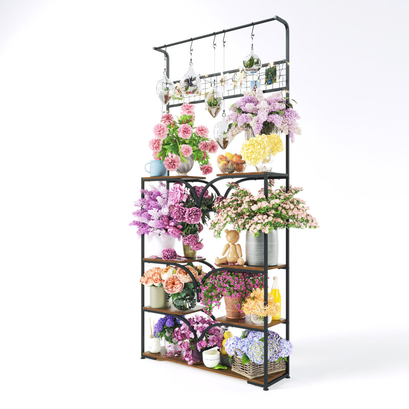 Support pour plante d'intérieur en métal 76,8 po avec lumières de croissance