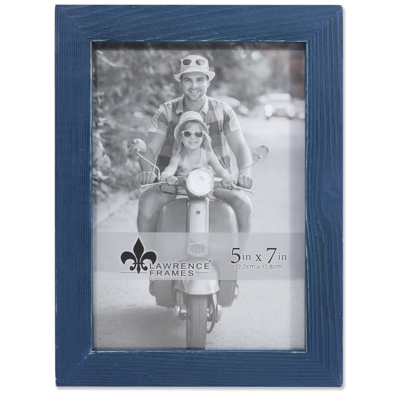 Cadre photo en bois Montevallo, 5 po x 7 po, Bleu marine patiné
