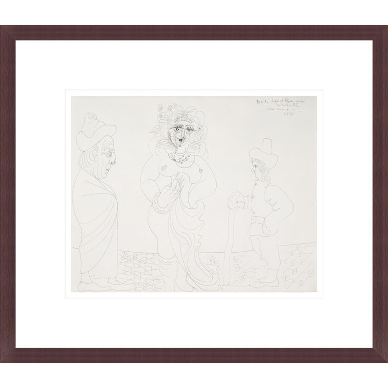 Odalisque admirée par un vieil homme et un jeune par Pablo Picasso, impression giclée encadrée, H 13,75 po x l 15,76 po
