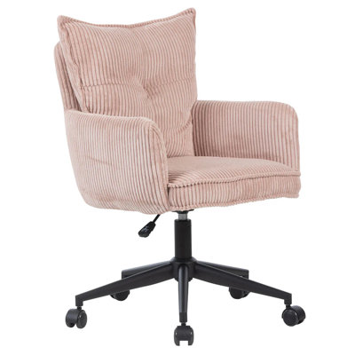 Winegar Swivel Vanity Chair With Wheels, Soft Velvet Fabric Tufted Cushioned Back, 360 Degree Spinning