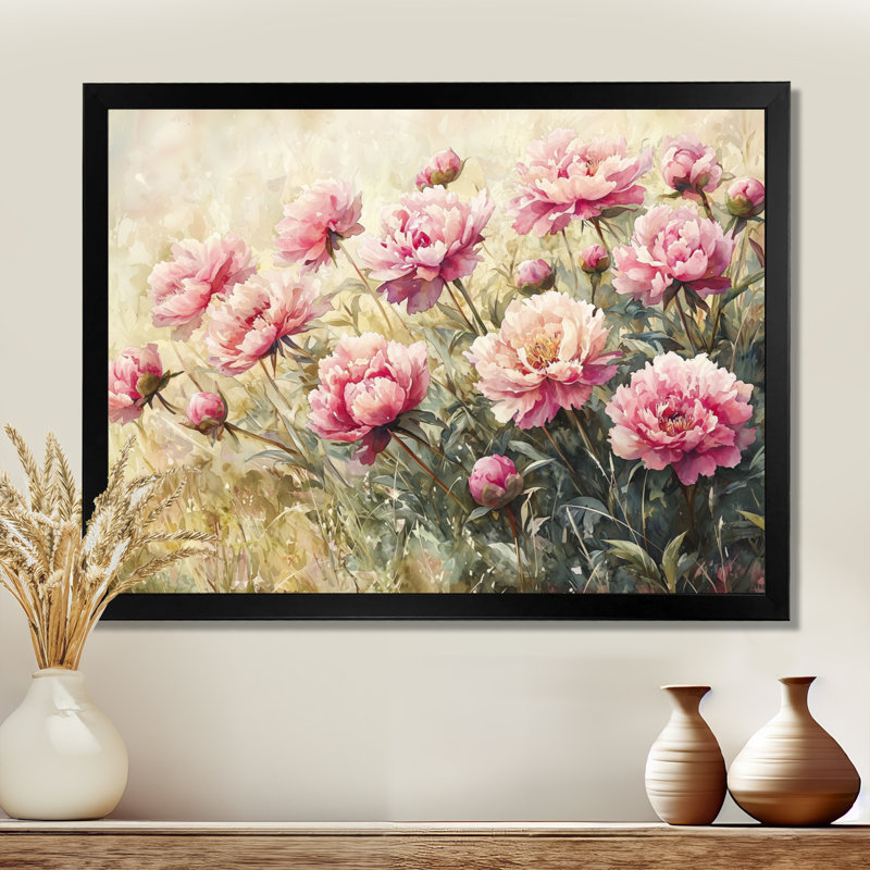 Marsha pivoines et la prairie d'été III - pivoines, art mural, Reproduction encadrée d'une seule photo, H 30 po x l 40 po