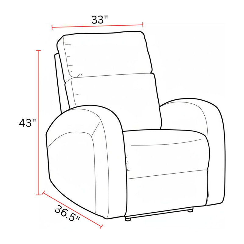 Fauteuil inclinable électrique à accoudoirs incurvés 33 po Jarrell, Mélange de polyester brun