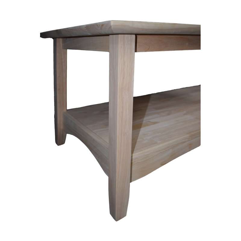 Table basse à 4 pieds en bois massif avec rangement