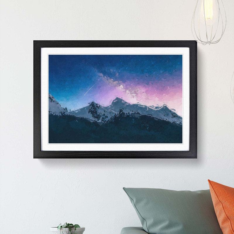 Shooting Star over Moena in Italy in Abstract - Picture Frame Graphic Art Print, Black, 35cm H x 50cm W x 2cm D