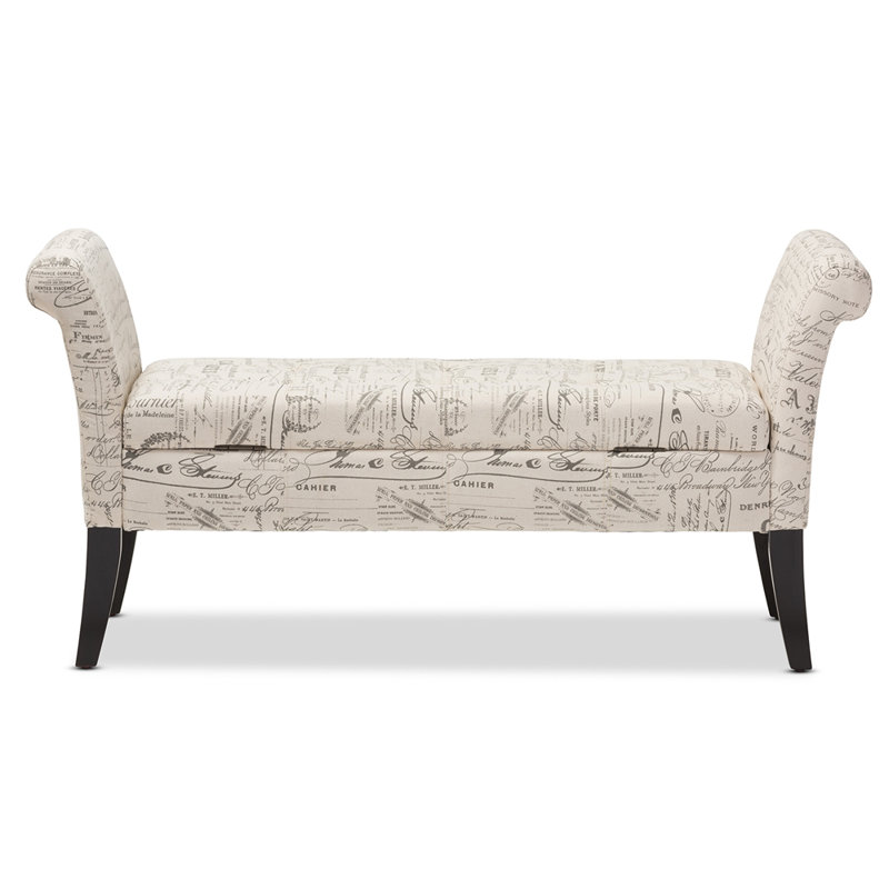 Banc rembourré en tissu de lin beige Vince, H 26,13 po x l 53,04 po x P 18,14 po