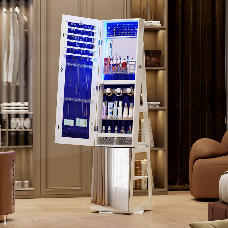 Armoire à bijoux avec miroir Auriel, Blanc