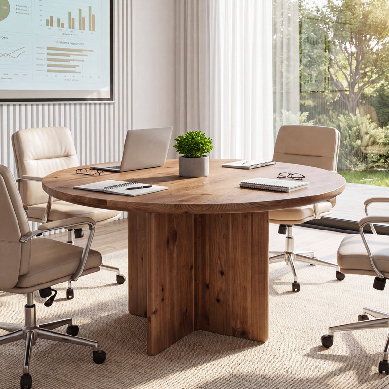 47.24'' Solid Wood Round Conference Table