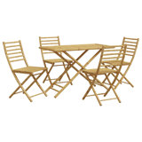 Alizeah 4 - Person Bamboo Patio Dining Set with Rectangular Table