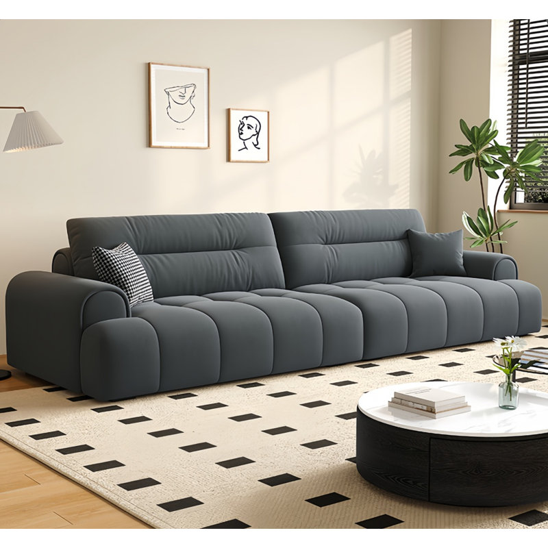 Canapé moderne en tissu simple, Gris foncé, H 33,46 po x l 106,3 po x P 39,37 po