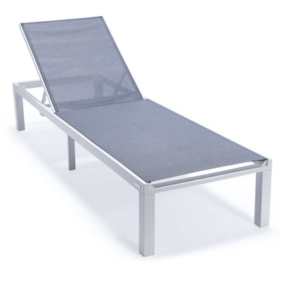 Marlin Modern Aluminum Outdoor Reclining Chaise Lounge - Weather-Resistant Sling Patio Chair for Poolside & Sunbathing