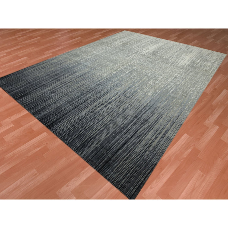 Tapis oriental rectangulaire gris en laine noué à la main 14 pi 0 po x 18 pi 1 po - MOA10275150