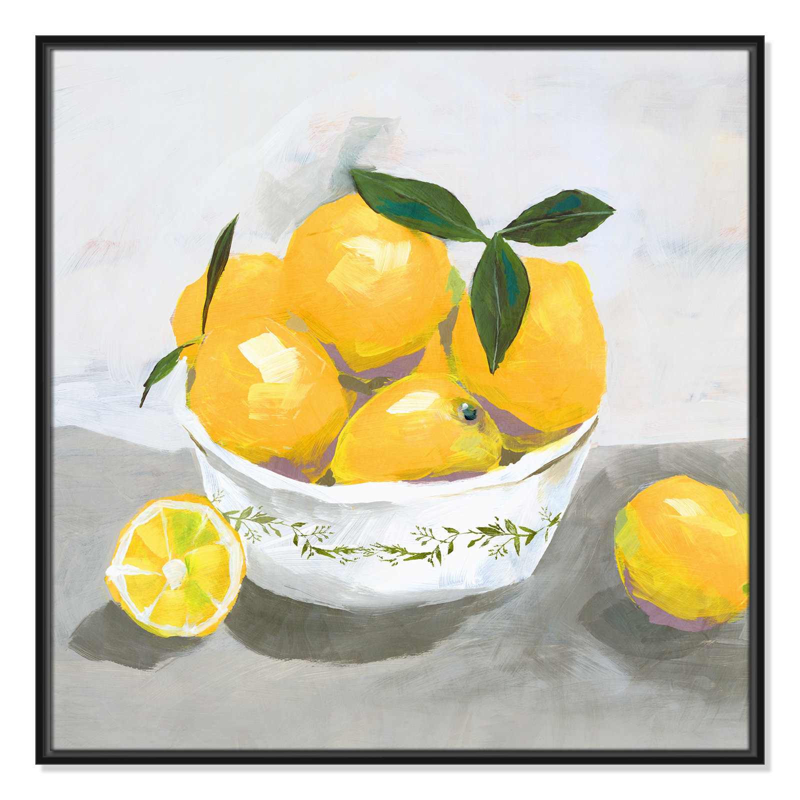 Lemons by Isabelle Z - Print, Black Framed Canvas, 31.5" H x 31.5" W x 2" D