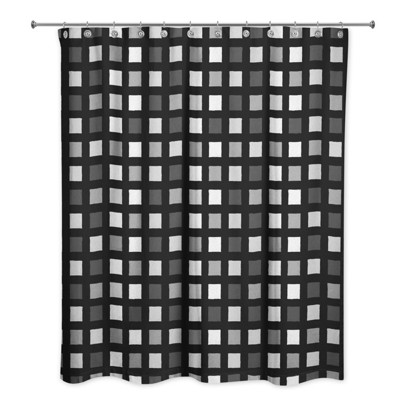 Rideau de douche à carreaux Roshan, Noir