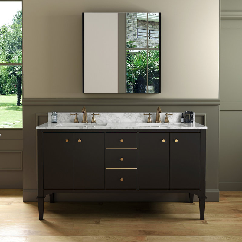 Ensemble de meuble-lavabo double 61 po Gabatter, Espresso