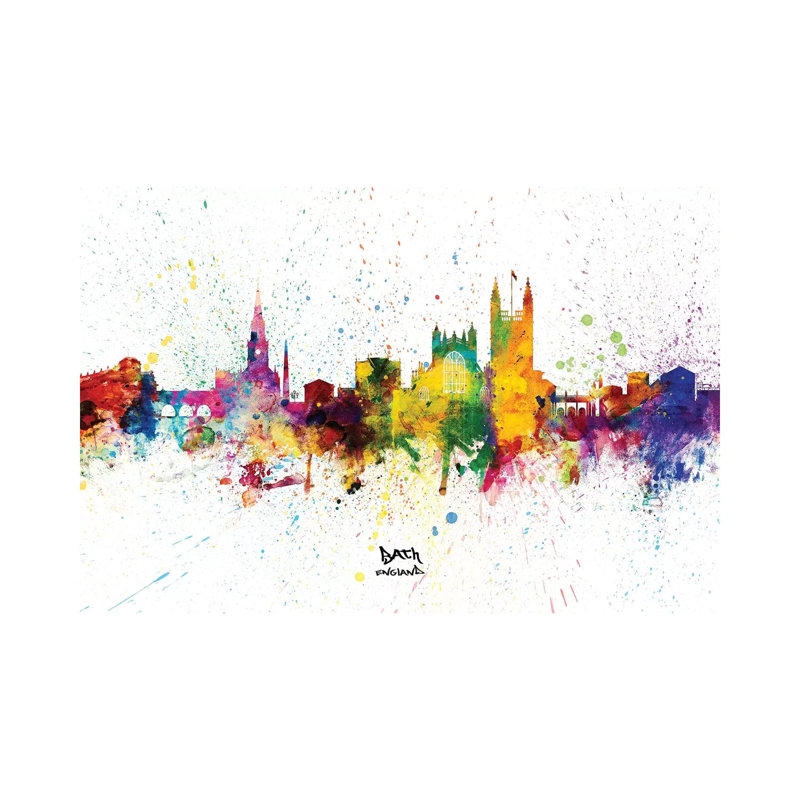 Bath England Skyline Splash by Michael Tompsett - Wrapped Canvas Print, 20.32 cm H x 30.48 cm W