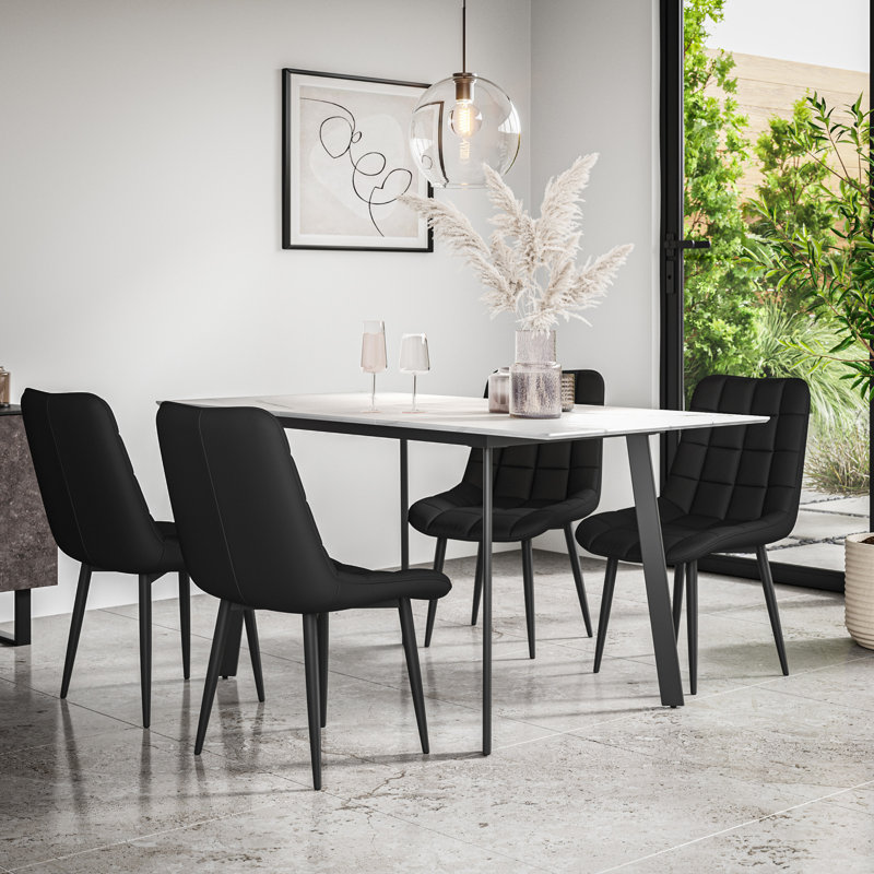 Danyll 6 - Person Dining Set, White/Black/Black