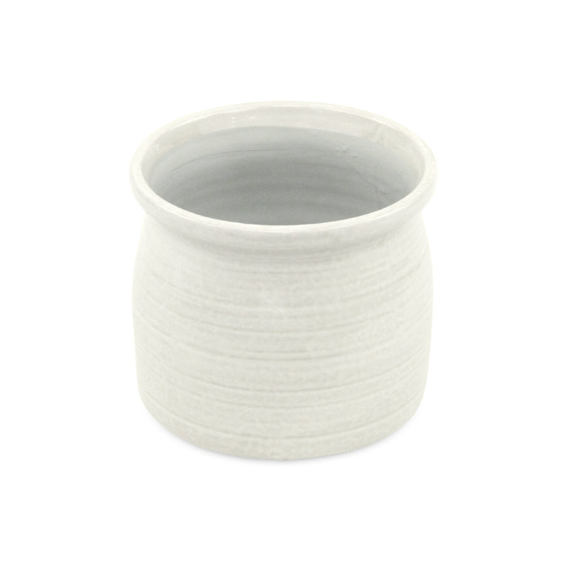Pot à fleurs en céramique Mott, H 5,5 po x l 6,25 po x P 6,25 po, Blanc