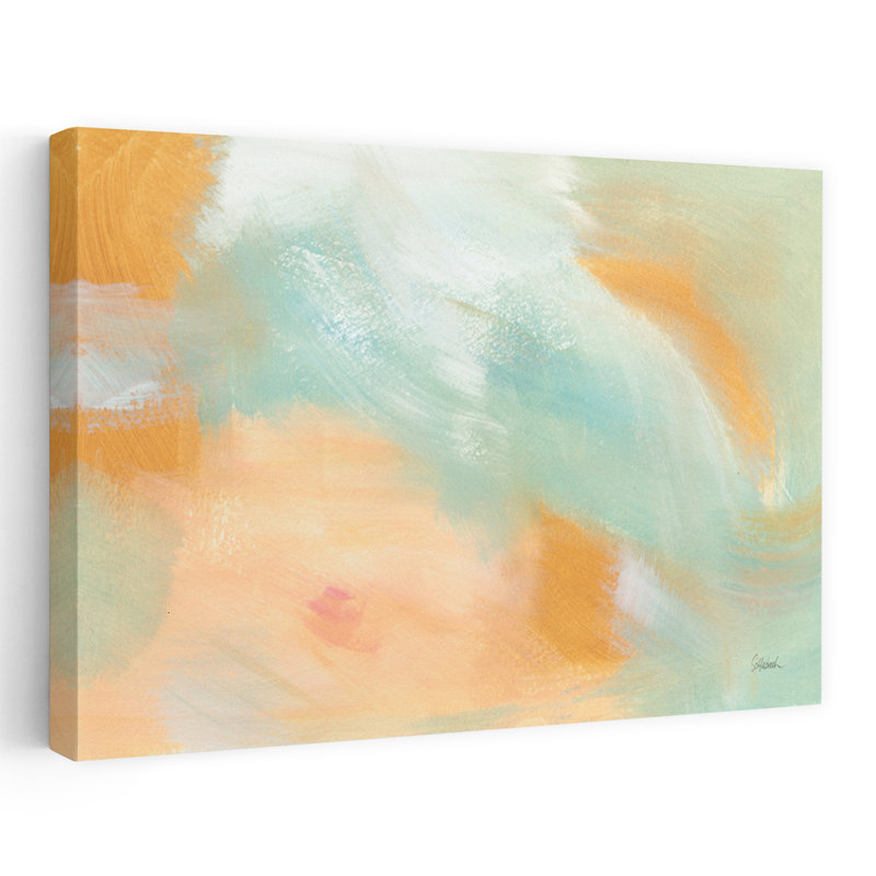 Abstrait abstrait lever de soleil contemporain beige, H 36 po x l 24 po
