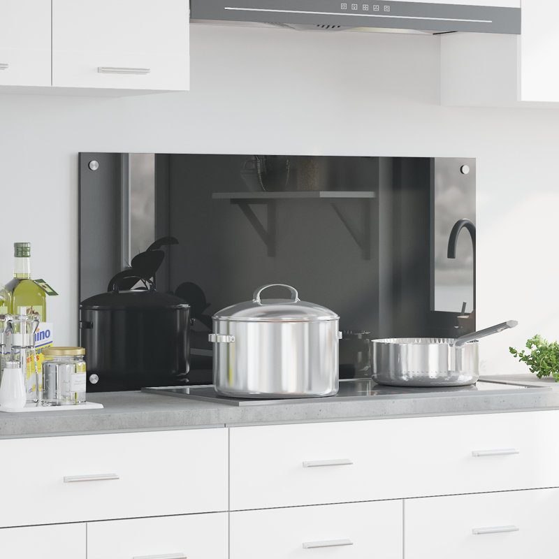 Kitchen Backsplash Tempered Glass, Grey, 50 x 100 cm