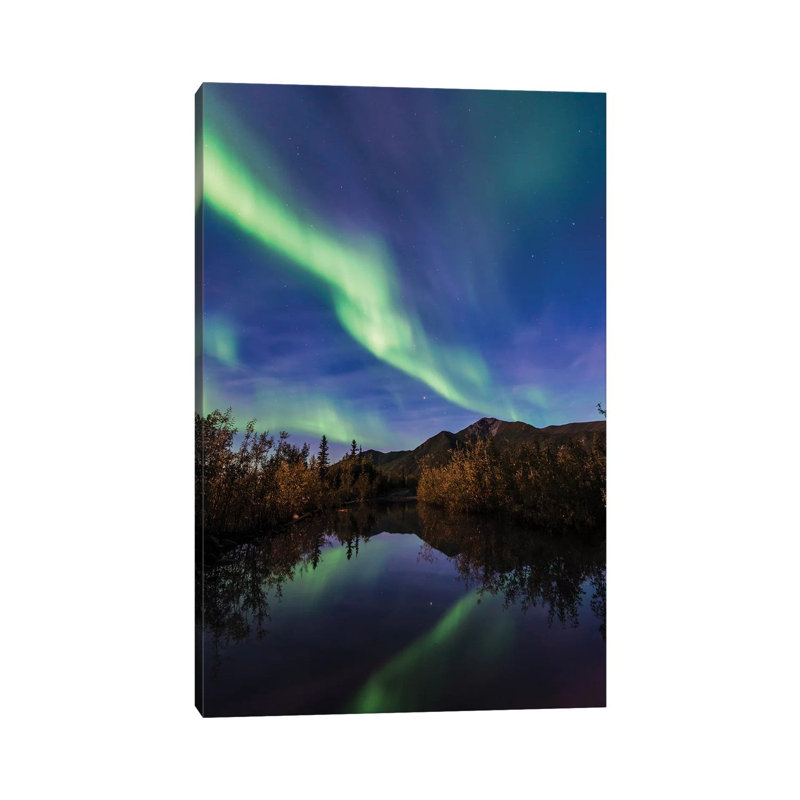 Northern Lights Reflection 1 Piece Wrapped Canvas Wall Art, 101.6 cm H x 66.04 cm W x 3.175 cm D