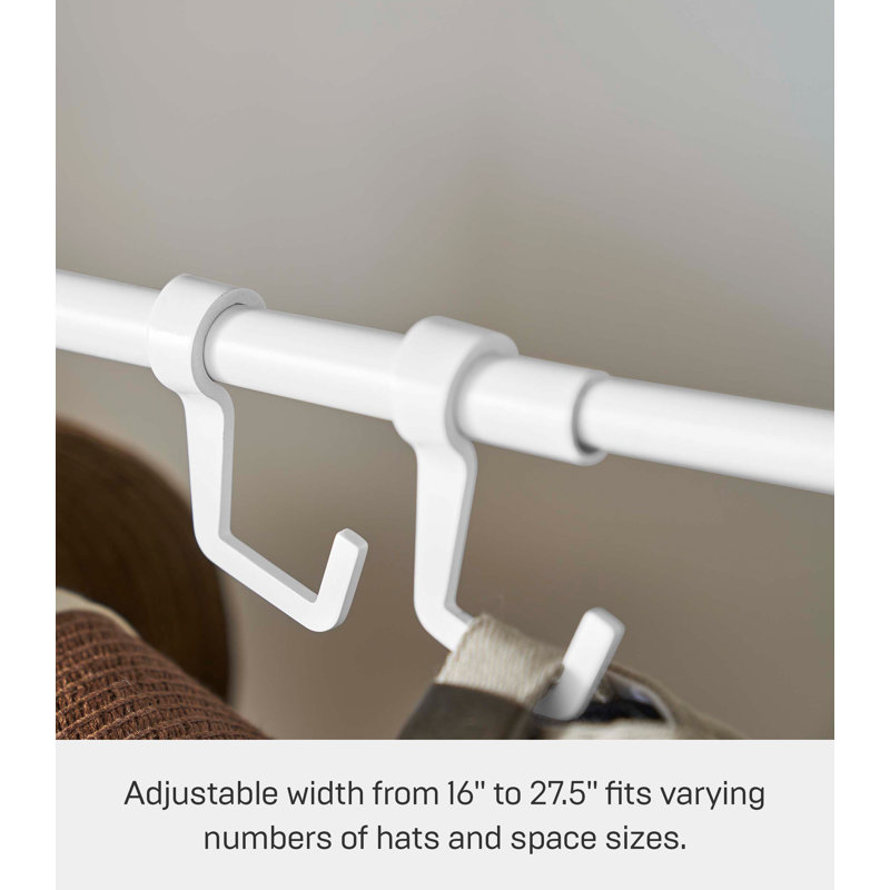 White Adjustable Steel Hat Hanging Organizer with Hooks