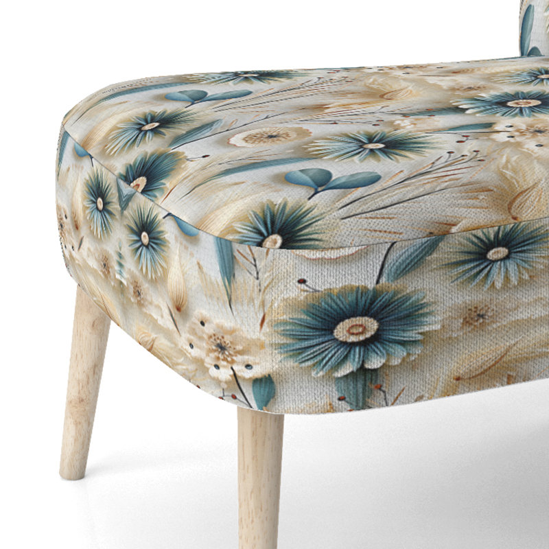 Chaise d'appoint rembourrée bleu et blanc Coastal Retreat Seashells I