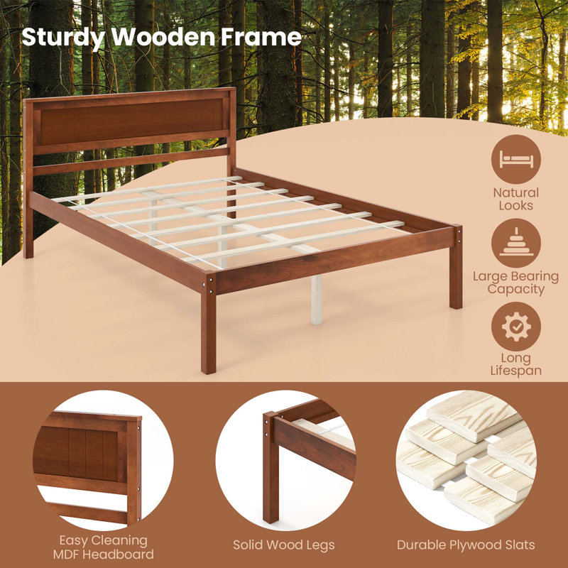 Aneeya Platform Bed, Full, Walnut