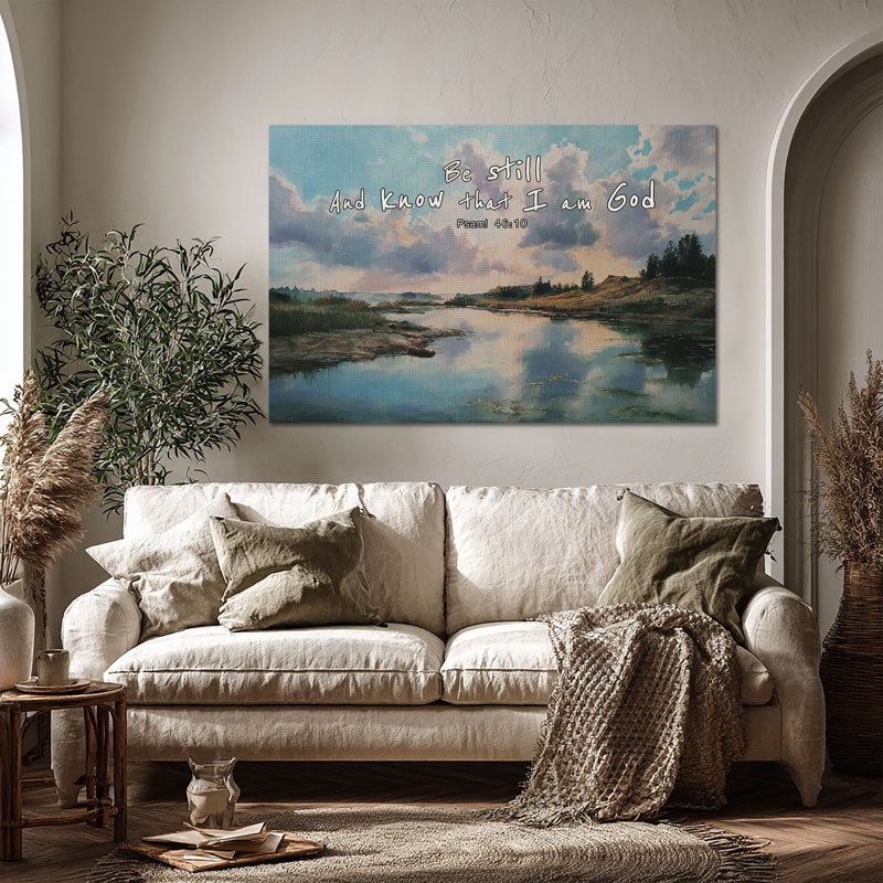«Rustic River Serenity», art mural sur toile grand format - Décoration de salon, de chambre à coucher ou de bureau