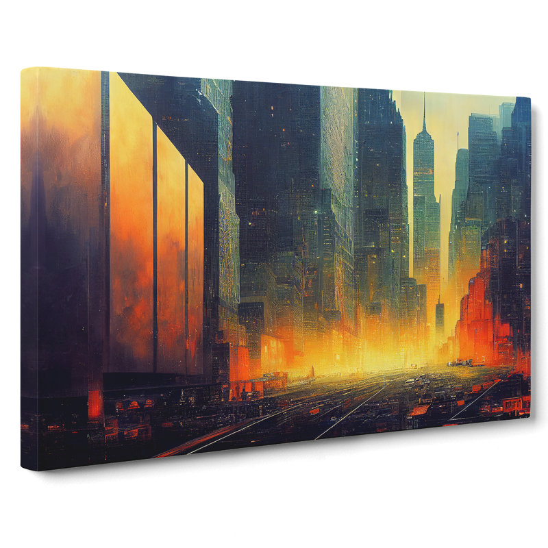 Dystopian New York Skyline - Wrapped Canvas Print, 35cm H x 50cm W x 3cm D