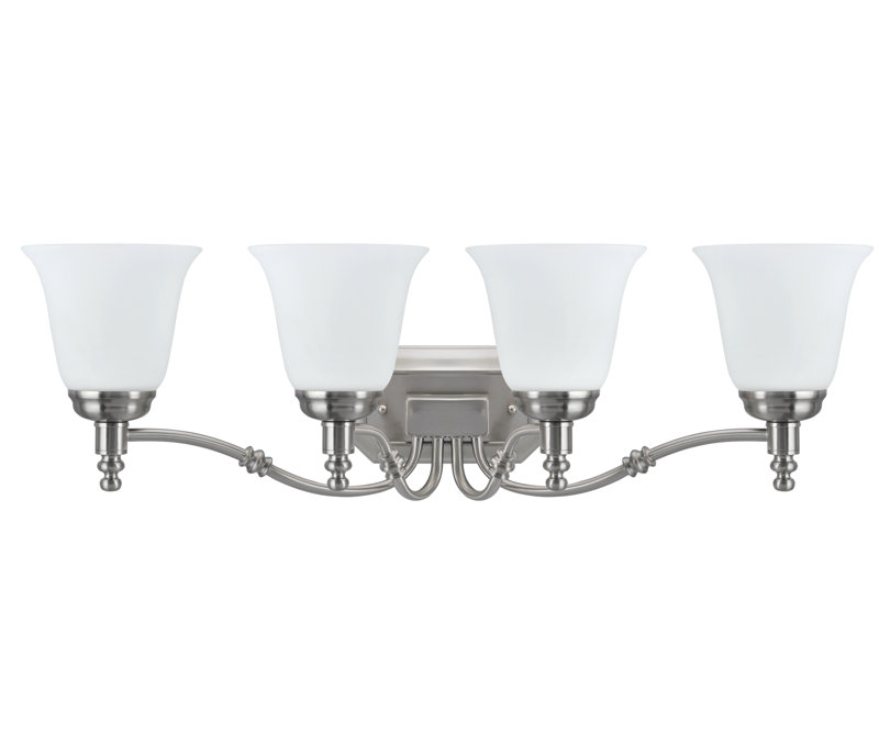 Satin Nickel 4-Light Vanity Fixture with Frosted Glass Shades