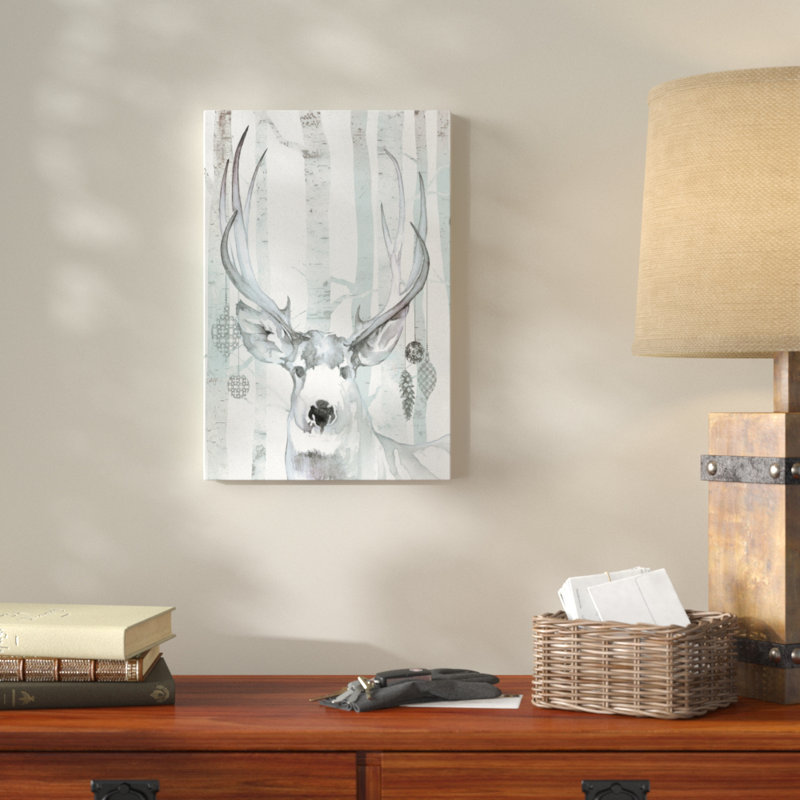 « fantaisiste renne », reproduction de peinture à l’aquarelle sur toile, Toile tendue, H 18 po x l 12 po