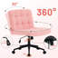 Chaise de bureau rose sans accoudoirs à mouvement à 360 ° avec roulettes, hauteur réglable pour la salle d'étude, coussin confortable, soutien lombaire, base en métal croisée pivotante avec structure en mousse haute densité-1327159110