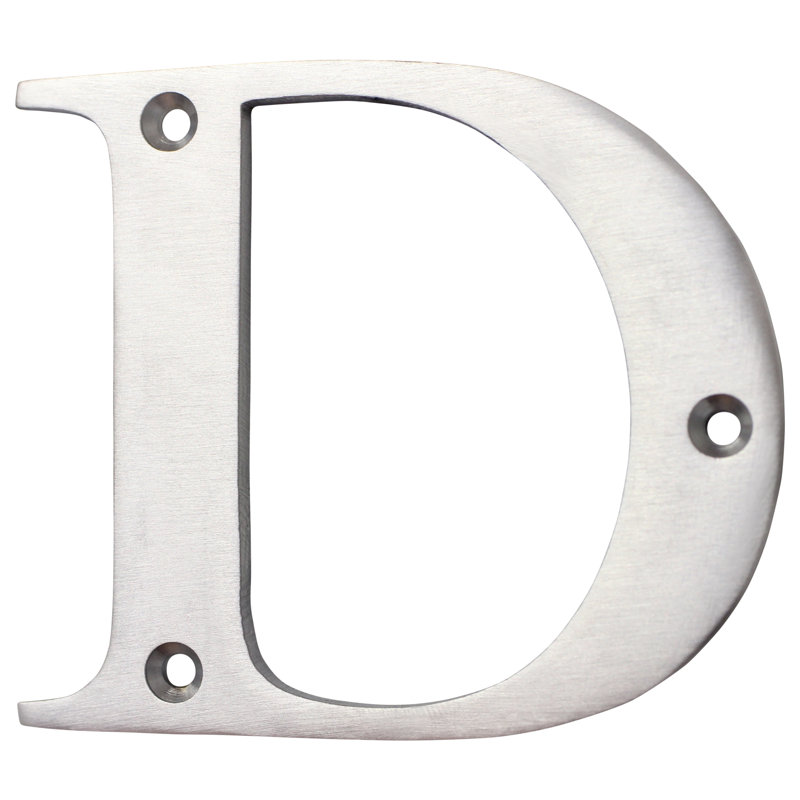 3'' H Brass House Letter, D, Brushed Chrome