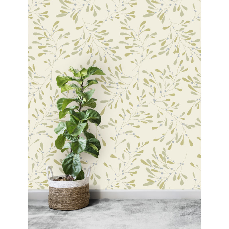Rouleau de papier peint L 33 pi x l 20,5 po Susan Hable Branch, Vert
