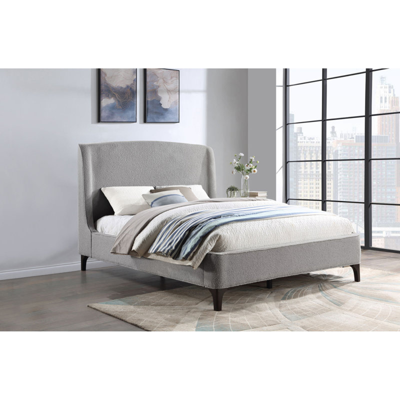 Grand lit plateforme Harper gris clair, Grand 