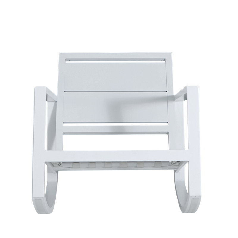 Avondale Wrought Aluminum Outdoor Rocker Chair by Summer Classics, Snow Sunbrella® Linen, Chalk, No Welt + Dream Fill
