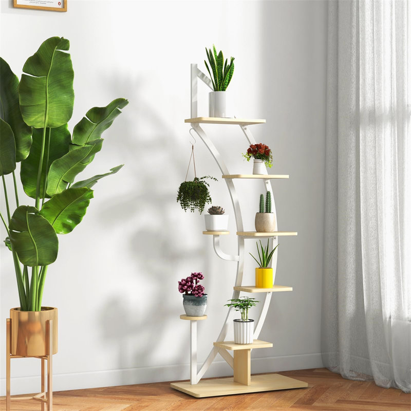Plant Stand - Set of 10, White/Natural