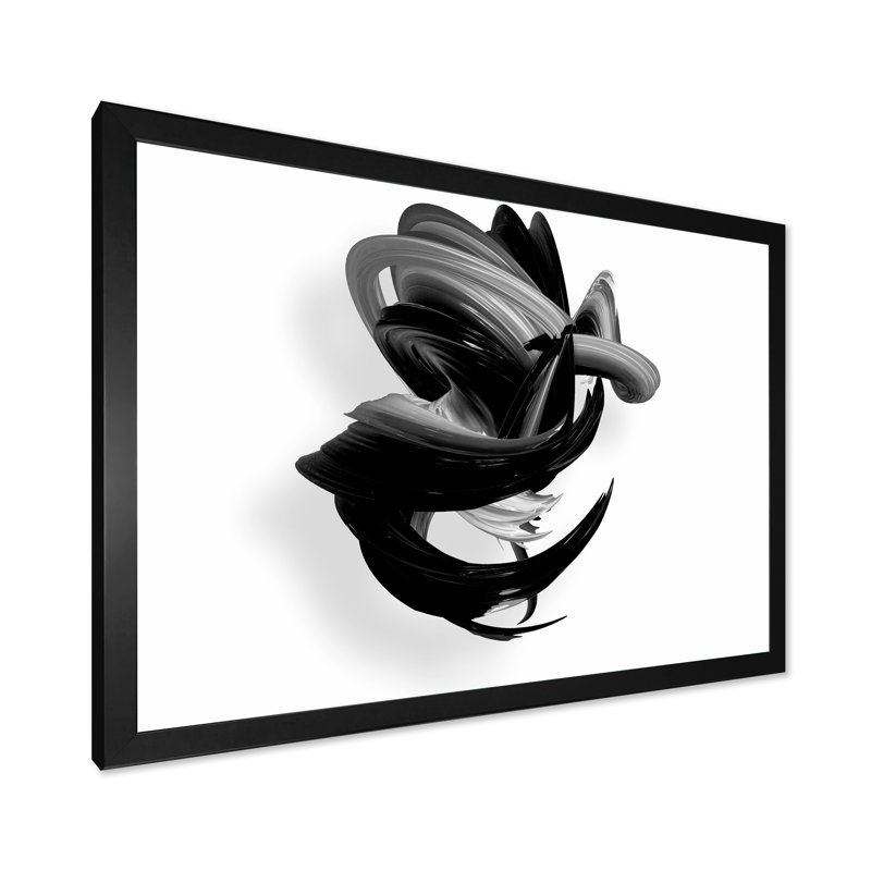 Noir et blanc torsadé, reproduction d'art sur toile, Cadre noir, H 8 po x l 12 po x P 1 po