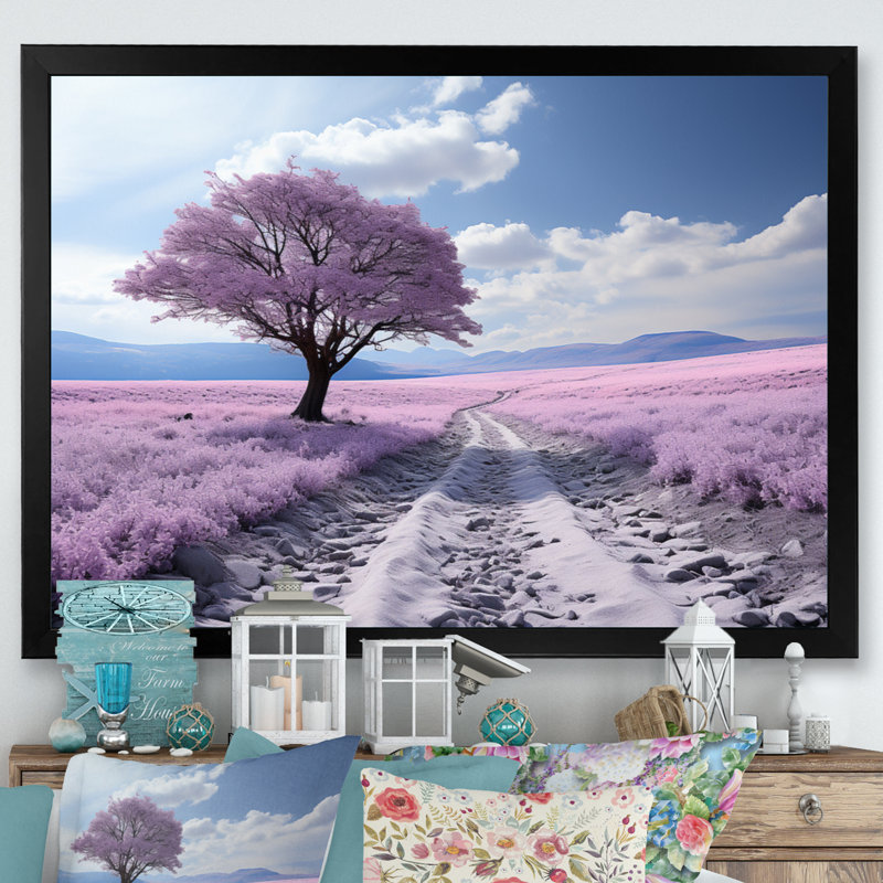 " Flower Field Ethereal Lavender II ", Cadre simple noir, H 34 po x l 44 po x P 1,5 po